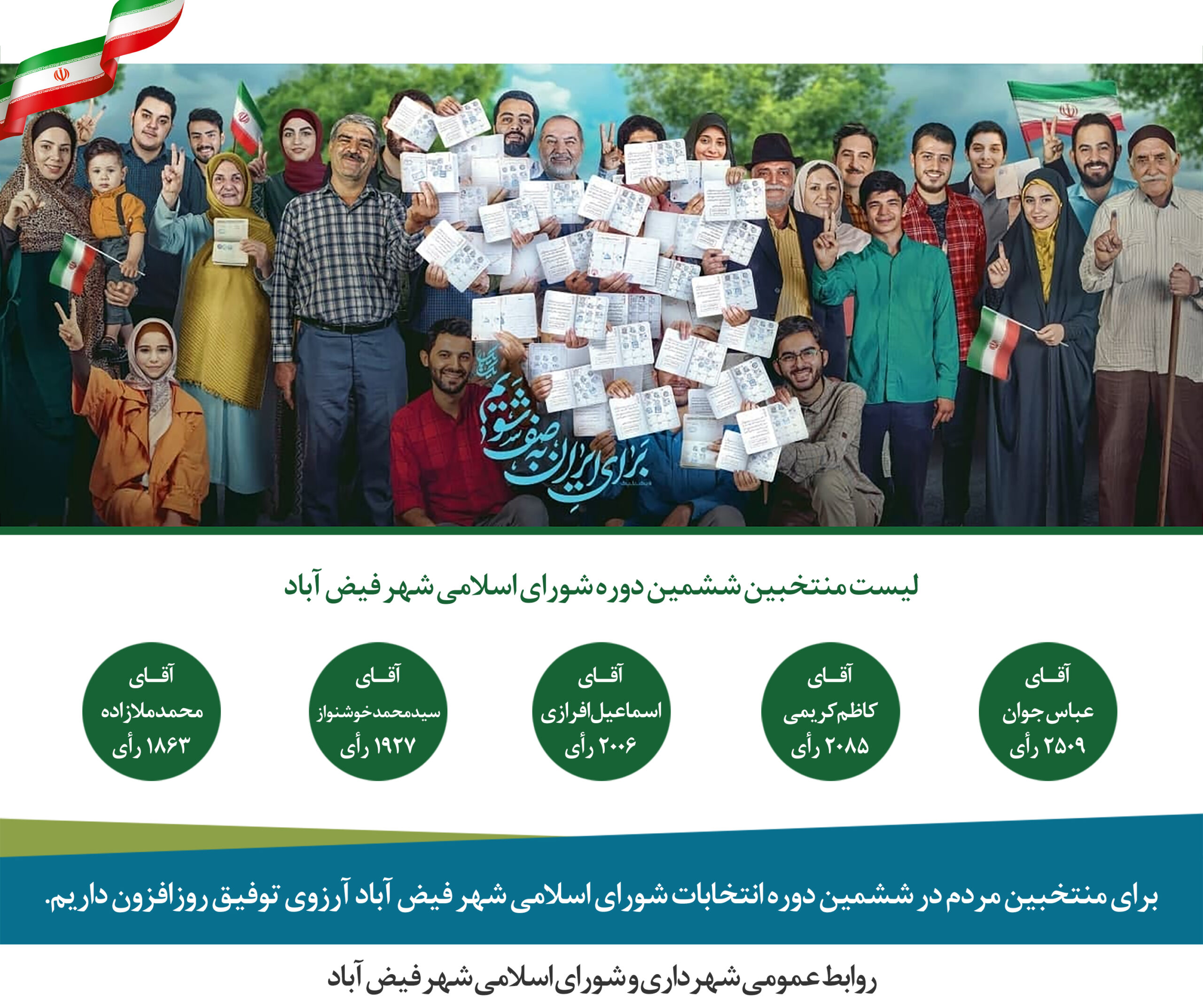 اسامی منتخبین ششمین دوره شورای اسلامی شهر فیض آباد